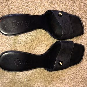 Authentic Chanel CC Slide Sandals